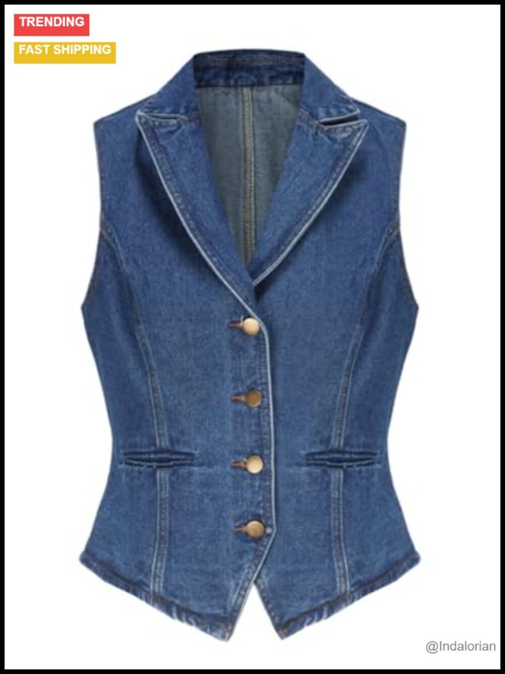 Denim Vest for Women Sleeveless Button Down Jean Waistcoat